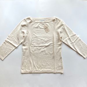 NWT Ivory Silk Blend Sweater Boatneck 3/4 Sleeves Misses 4 XS Coldwater Creek